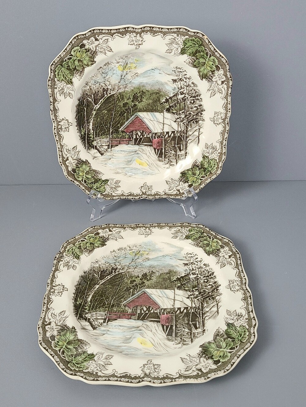 Johnson Brothers Friendly Village The Covered Bridge Salad Plates- Set of 2
